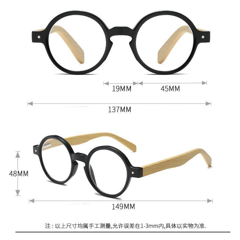 Retro-Lesebrille Smart Zoom Hong Kong Style Brille Runde Lesebrille Handwerkskunst Bambus-Lesebrille Federscharniere