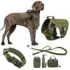 Coleira Tática para Cães com Trela e Bolsos Molle para Cães Médios Grandes Treino Militar Colete para Animais de Estimação Ajustável Coleira de Serviço para Cães