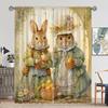 Cartoon Rabbit Easter Print Curtains American Pastoral Style Bedroom Living Room Restaurant Holiday Decoration Curtains 2 Pieces