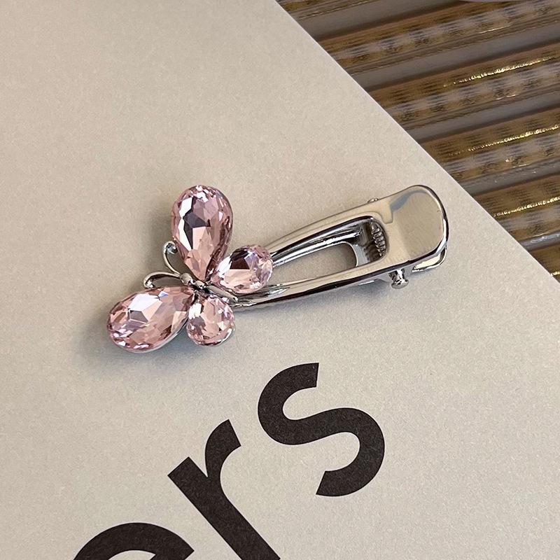 

Розовая заколка для волос с сердечком из стразов - Корейский стиль, трендовая атмосфера, милая и крутая металлическая заколка для волос