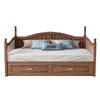 Extendable Sofa Bed 90/180*190 cm, with Roman Columns, Curved Backrest and Armrests, Drawers and Slatted Frame, Multifunctional Bed Pine Wood, Walnut