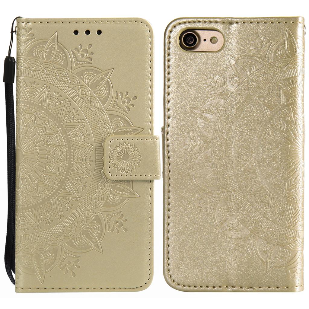 For iPhone 16e Stand Case Imprinted Totem PU Leather Wallet Phone Cover