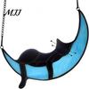 Cat Wall Art Acrylic Hanging Pendant with Chain, Animal Ornament for Window Light Translucent Decor, Cute Lover Gift Home Room Decoration Decor