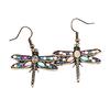 Stylish Bohemian Women Butterfly Dragonfly Rhinestone Charm Hook Earrings Jewelry Gift