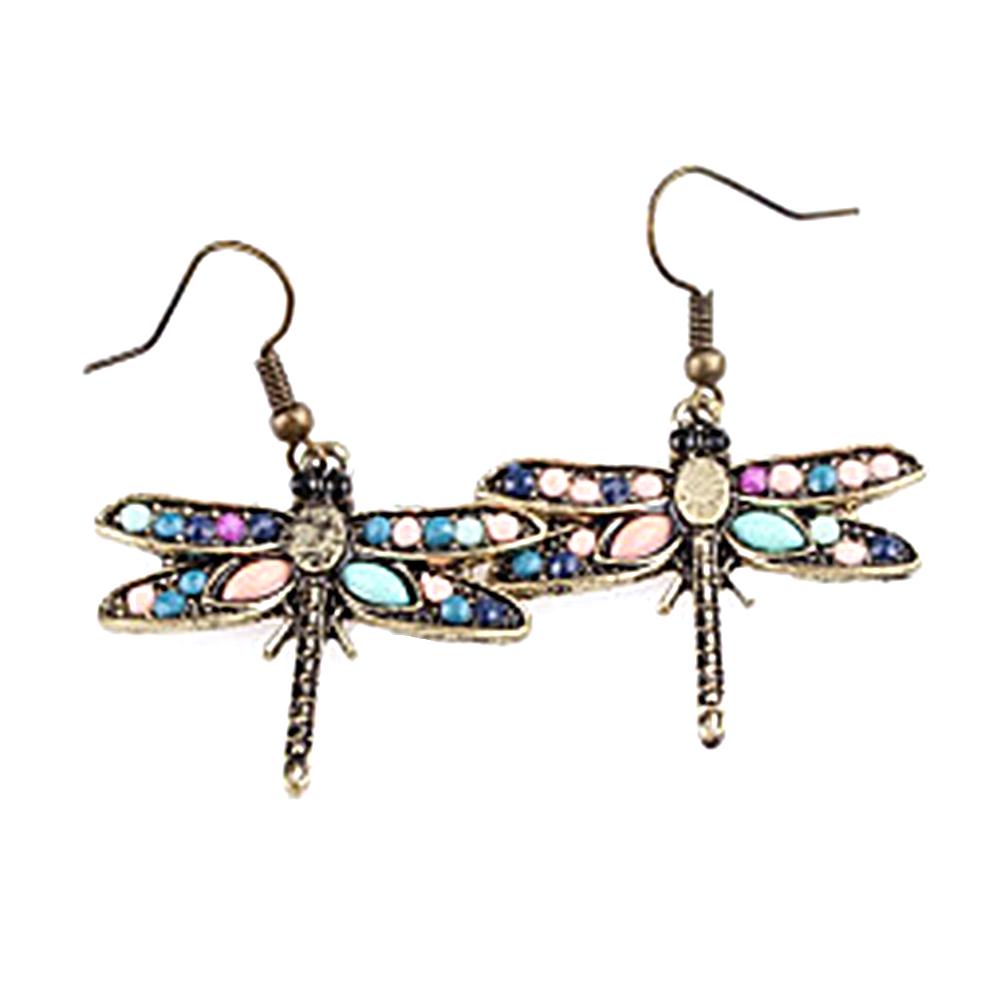 Stylish Bohemian Women Butterfly Dragonfly Rhinestone Charm Hook Earrings Jewelry Gift
