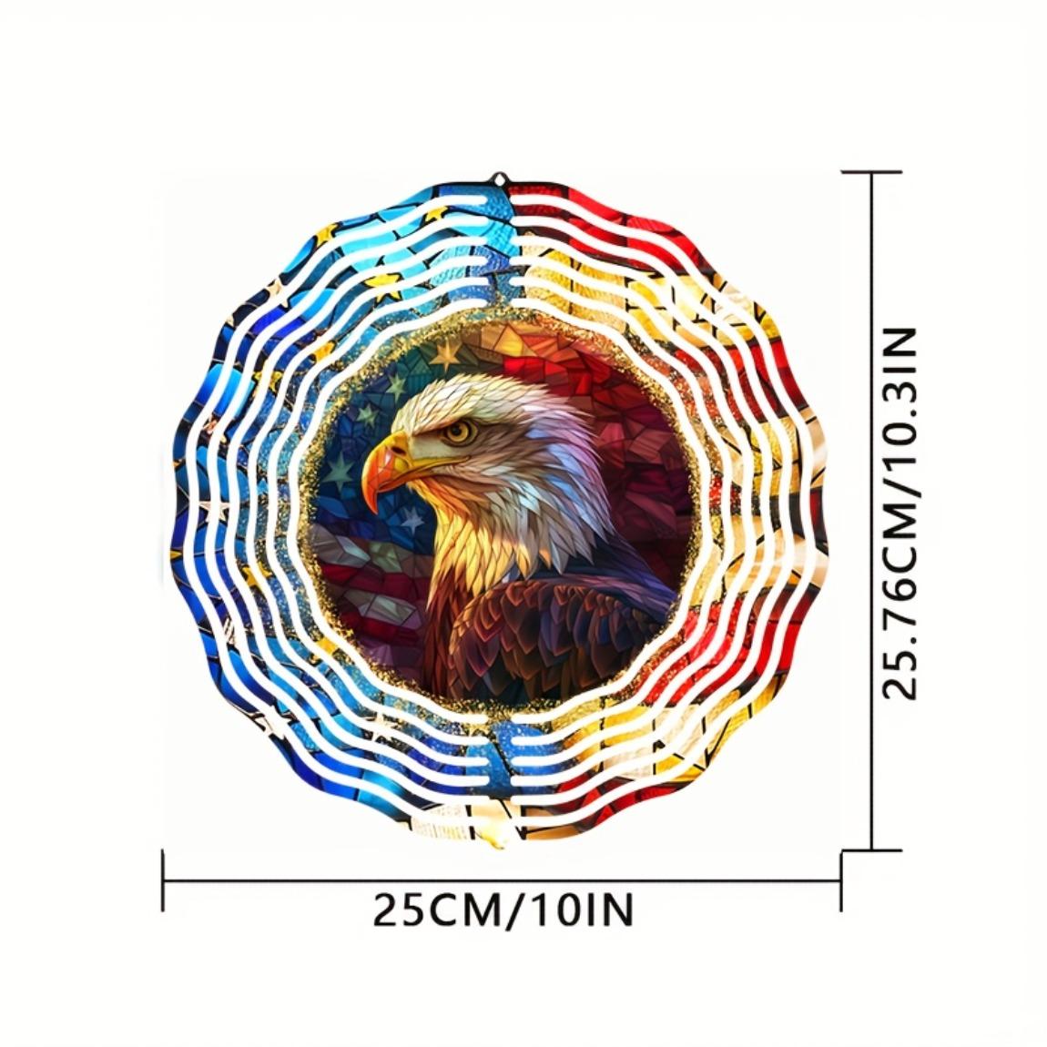 

Vintage Patriotic Wind Spinner Outdoor Decor 10 Inch 3D Hanging Kinetic Yard Art for Garden Housewarming Gift Laser Cut Metal Geometric Pattern 01A