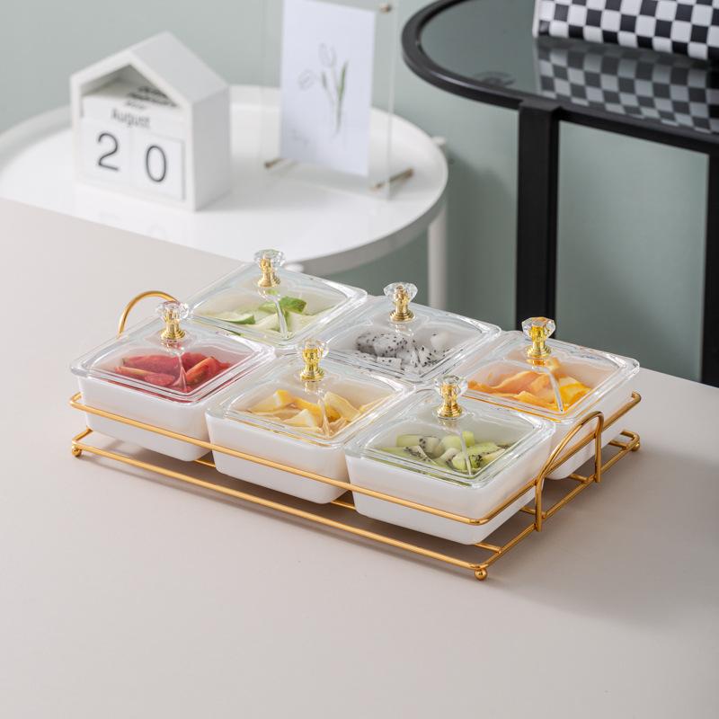 Ktv Clubhouse Fruit Plate Melamine Bar Muscle Foot Four Or Six Gongge Snack Plate Grid Barbecue Cold Vegetables Snack Plate Plate Plate