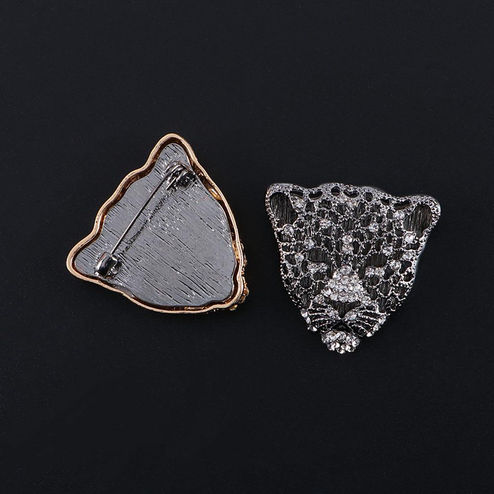 Head Hollow Collar Pins Luxurious Men Badges Leopard Brooch Rhinestone Brooch Male Ornaments