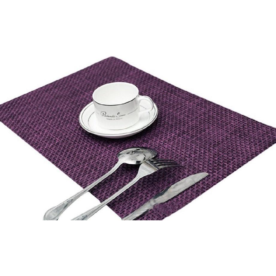 

Однотонные подставки под тарелки Водонепроницаемые Изоляционные Нескользящие ПВХ Плетеные подставки под тарелки Моющиеся Настольные коврики Набор из 4 штук Фиолетовый