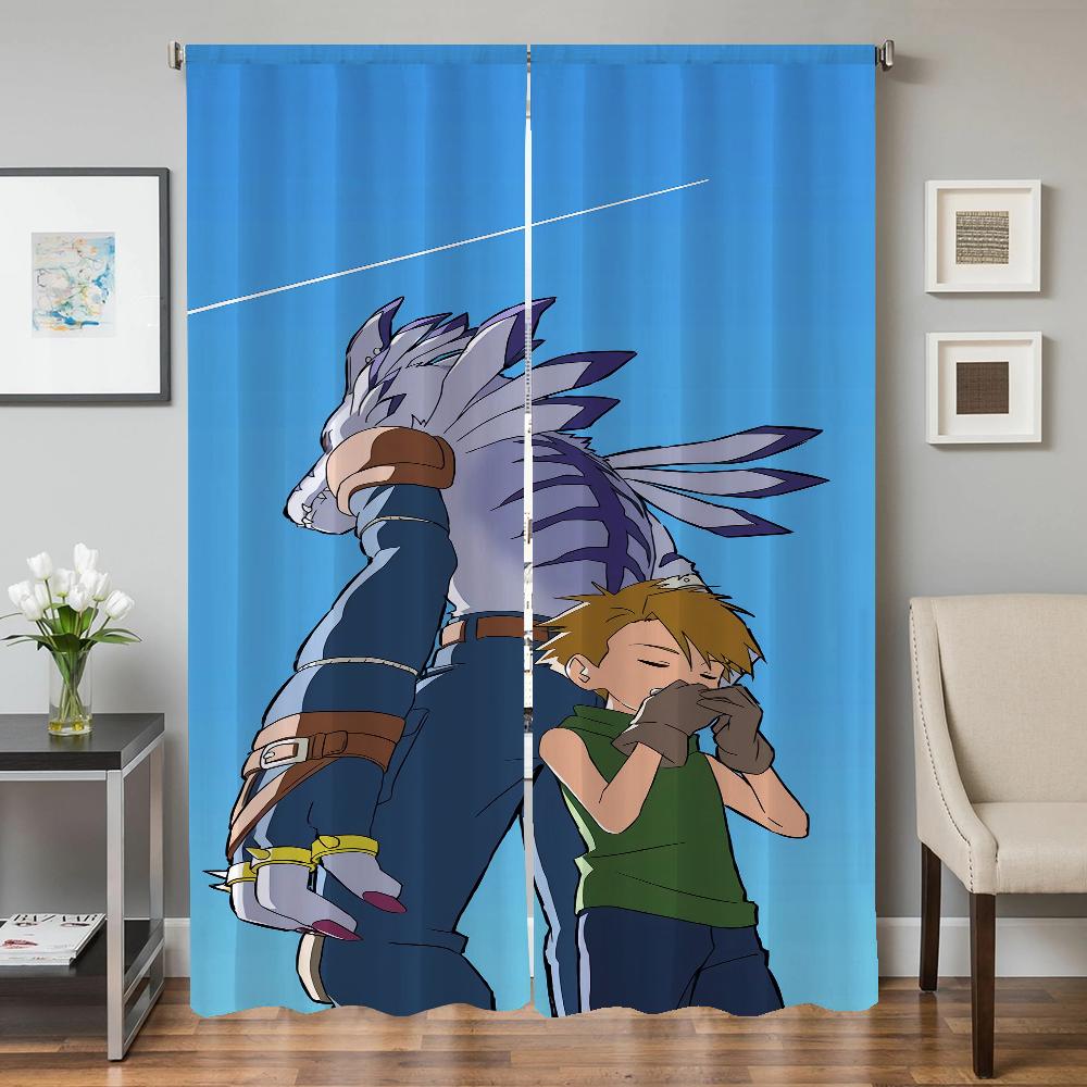 

Home Interior Kitchen Curtains for Living Room 2 Pieces Blackout Curtains Door Curtain D-digimon Bedroom Decoration Partition W50xH70cmx2pcs-CL