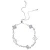 Stylish Flower Embossed Adjustable Zircon Bracelet Comfortable Wear Alloy Jewelry With Secure Sliding Clasp