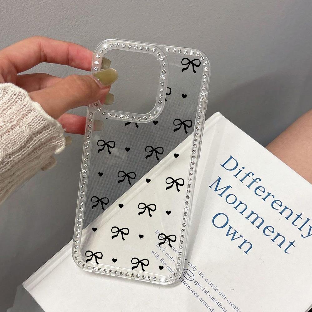 Applicable To iPhone17Pro Full Screen Love Bow Mobile Phone Case Apple 16 Advanced Sense 14/15 Niche Anti-drop