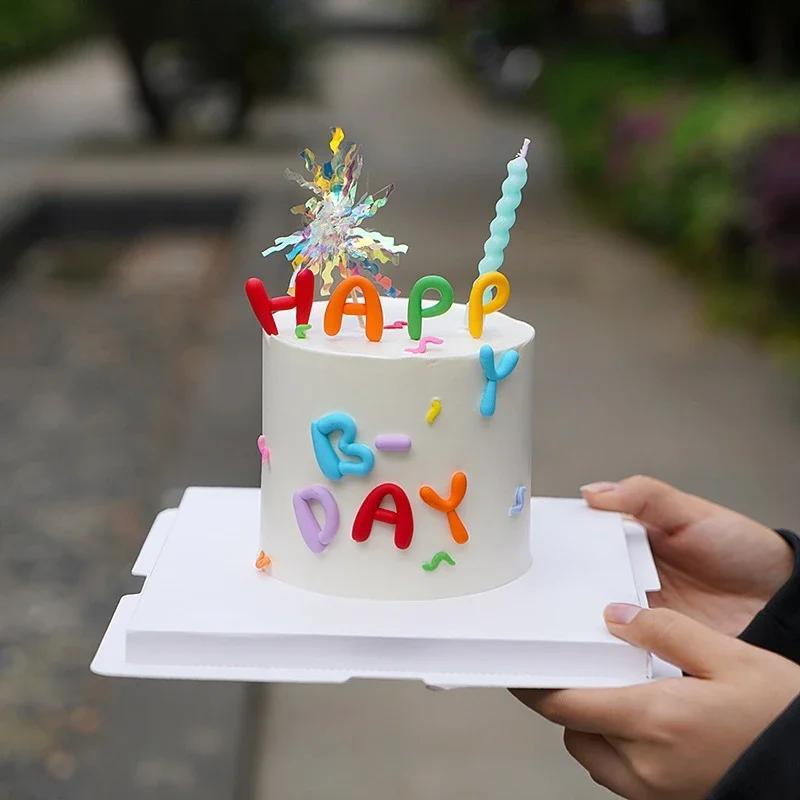 Happy Birthday Tortenaufleger Bunte Tortendekoration Englischer Buchstabe Hochzeit Cupcake für Geburtstagsparty Tortendekoration