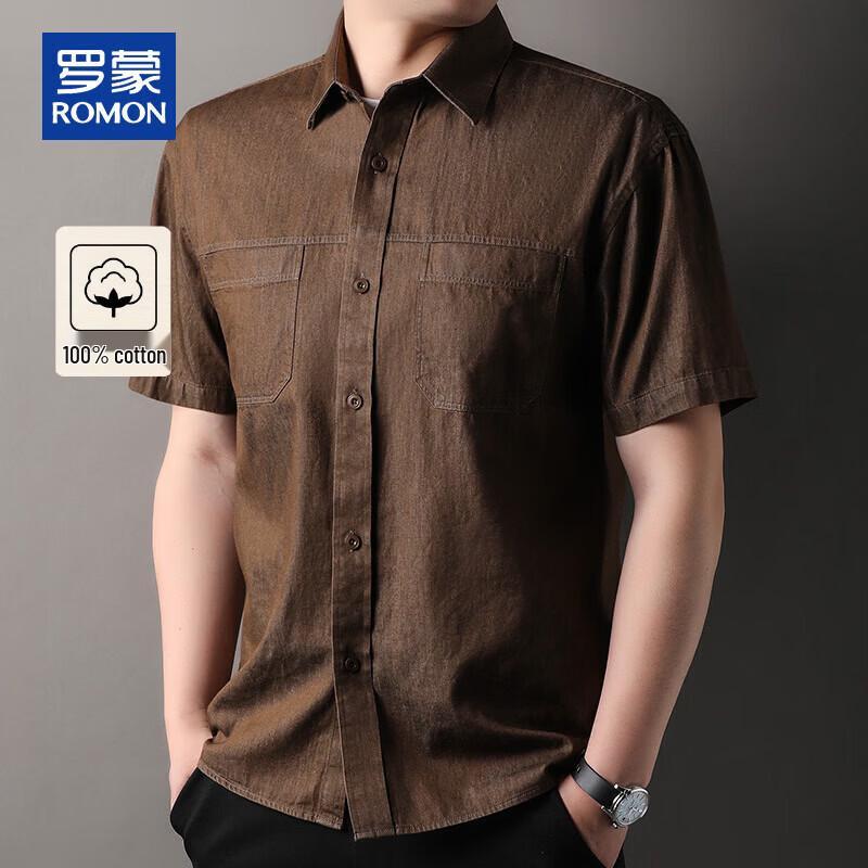 Romon Men s 100% Cotton Short-Sleeve Shirt XL