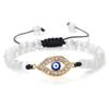 Devil's Eye Round Bead Bracelet with Plated Alloy Woven Cord