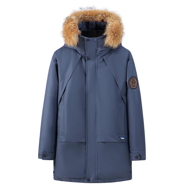 2026 Men's Mid-Length Thickened Winter Down Jacket with Faux Fur