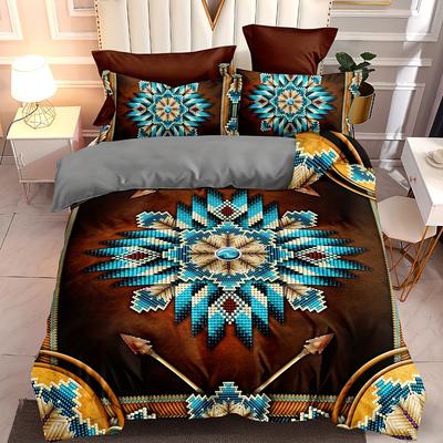 Western Brown Duvet Cover Set - Breathable, All-Season Bedding with Zip Closure, Machine Washable-1 Duvet Cover & 2 Pillowcases