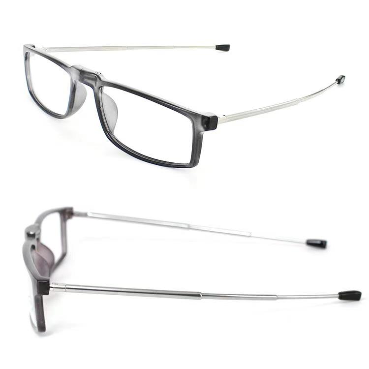 TR90 Folding Anti-Blue Light Reading Glasses for Men & Women, Portable with Telescopic Stainless Steel Legs