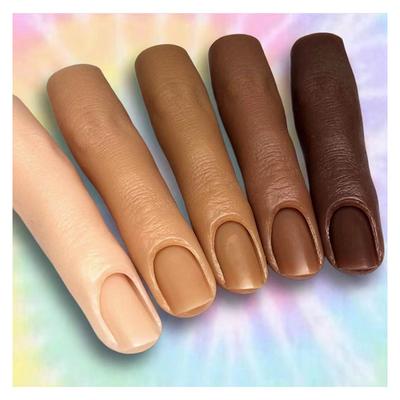Main d'entraînement pour Nail Art Faux doigt Ongles naturels Manucure Gros Modèle d'entraînement Présentoir à ongles Doigt en silicone Outil de maquillage