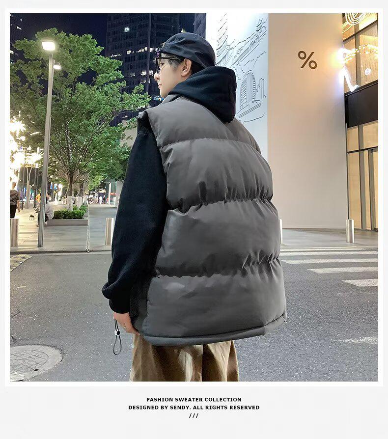 Unisex Winter Warm Down Vest: Sleeveless, Stand-up Collar, Casual Workwear Jacket
