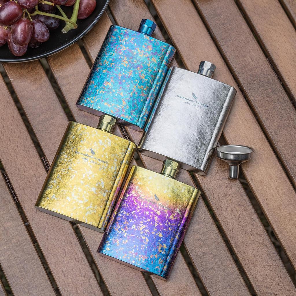 Boundless Voyage Titanium Skittles Hip Flask U Shape 100ml with