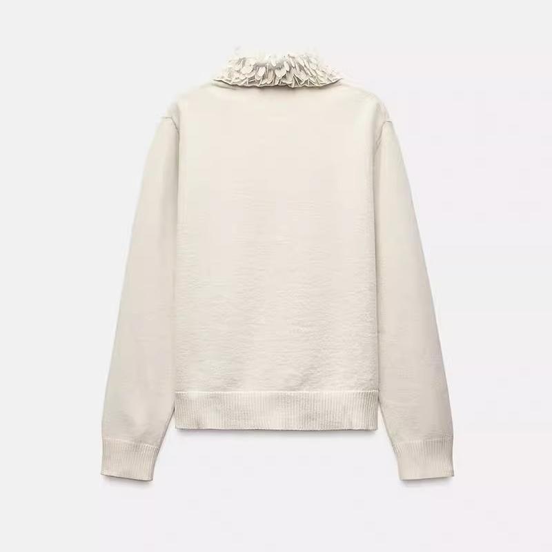 Fall and Winter New Women's Clothing French Classic Style Loose Beaded Lapel Long Sleeves Knitting Cardigan 3969102