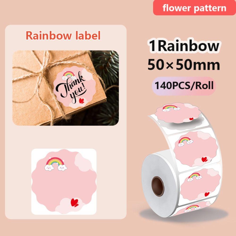 140/230Pcs Rainbow Blank Label Sticker Self-Adhesive Thermal Paper Office School Supplies
