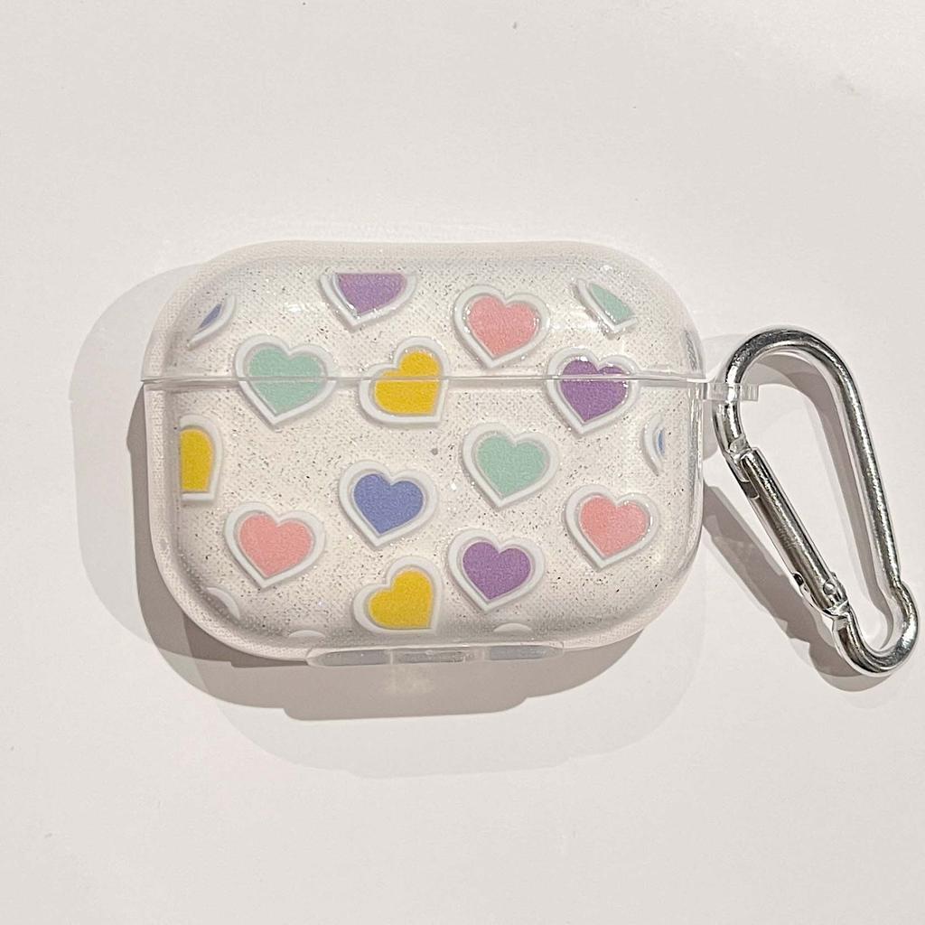 INS Cute Heart Earphone Case For AirPods Pro 2nd Case Glitter Shiny Clear TPU for Air Pods 1 2 3 Bluetooth Earphone Charging Box