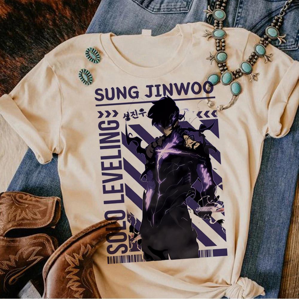 Solo Leveling Statue of God Shirt Sung Jinwoo Shirt Anime T-Shirt Herren Damen Cartoon Harajuku Top T-Shirt Kurzarm Streetwear