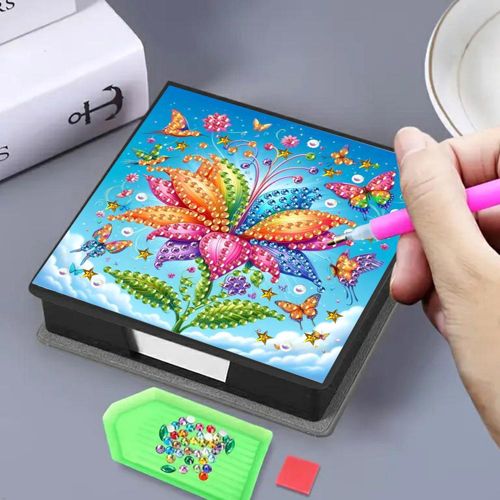 Leder Mädchen Diamant Malerei Notizkartenbox Edelstein Kunst Haftnotizhalter Edelstein Malerei Memo Pad Halter Mosaik Set für DIY Kunsthandwerk