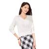 Silk wool beaded v-neck pullover knitted sweater women's autumn new jacquard solid color long-sleeved pullover bottoming top