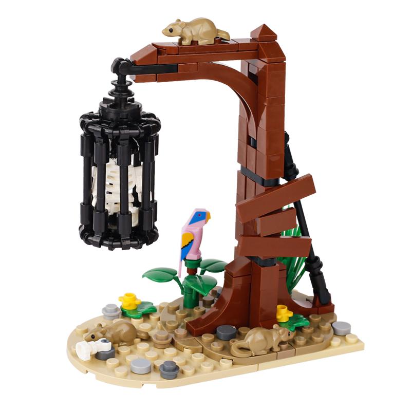 MOC Notice Board Building Block Set Bee Farm Fountain Bonfire Stove Medieval Town Street View Water Wall Bridge Road Sign Brick Toy
