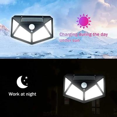 100 LED Solar Wall Lights Outdoor Solar Lamp Waterproof Motion Sensor Powered Sunlight Street Lantern for Garden Decoration