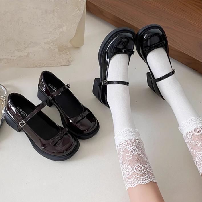Fashion Spring Autumn Women Mary Jane Shoes Ladies Elegant Outdoor Butterfly-knot Pumps Women's Thick Heel Shoes 2025
