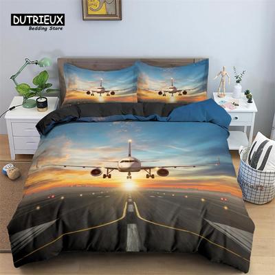 Juego de Cama Estampado de Avión 3D Niños Adultos 2/3 piezas Funda Nórdica con Funda de Almohada Edredón Ropa de Cama Funda de Edredón Juego de Cama de Lujo