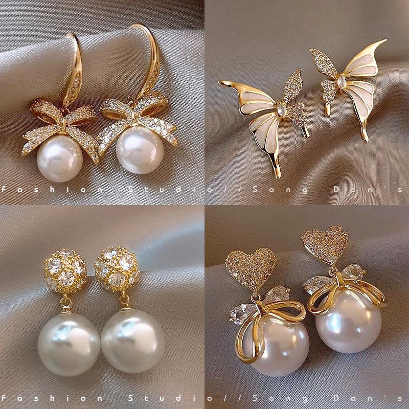 Pearl Retro Premium Stud Earrings Women's Year Super Fire Texture Earrings Temperament Foreign Style Earrings