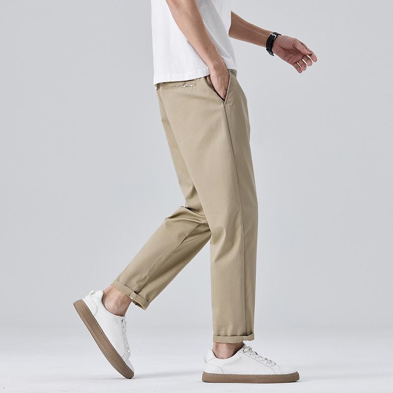 Spring and Summer Thin Conical Light Business Casual Pants Men's Small Trousers Versatile Cropped Pants Men