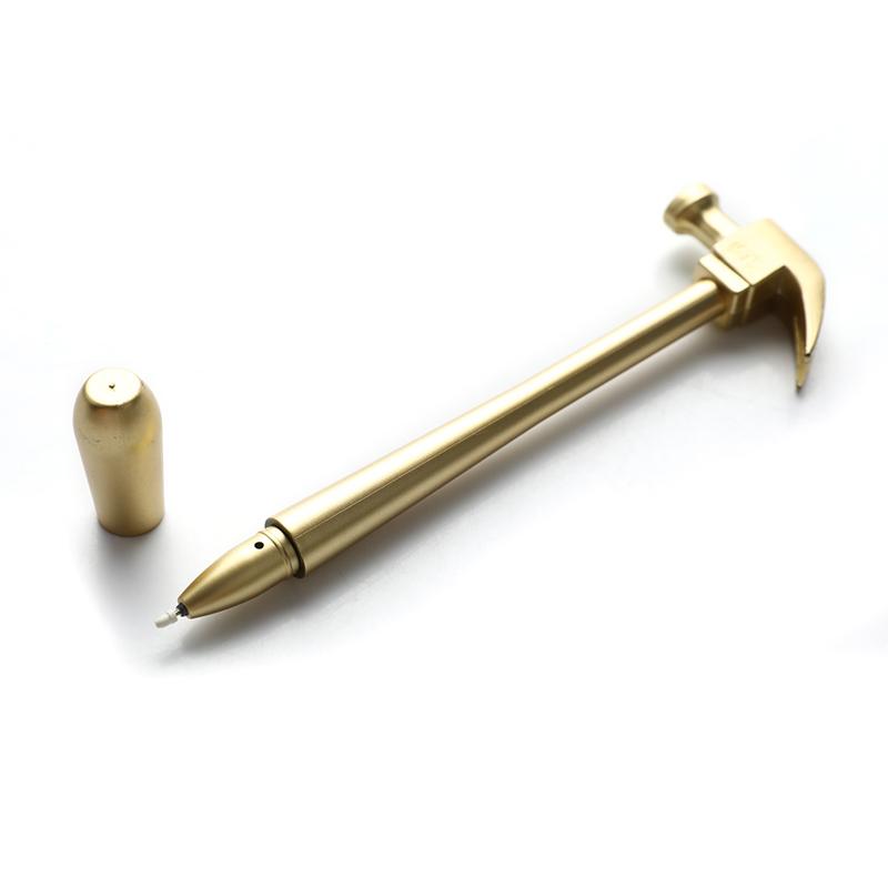 2Pcs Metallic Hammer Tool Stationery Creative Ballpoint Pen Hammer School Supply