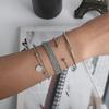 Simple Silver Smooth Fringed Bracelet Multi-Layer Chain Disc 4-Piece Bracelet Set