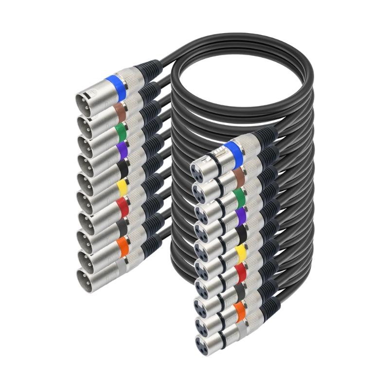 

10Pcs 3Pin Cable Microphone Cable Male to Female 3Pin Speakers Cable 3Pin for Microphone Mixers Recording Studio Cable 1