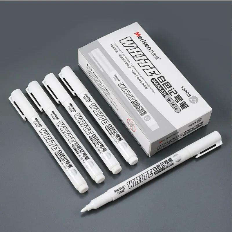 New 1PCS Waterproof Metal Marker Permanent White Paint Pen Washing Art Painting Graffiti Pens Fabric Wood Leather Marker1MM