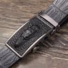 Men'S Genuine Leather Alligator Pattern Belt, First Layer Cowhide Automatic Buckle Belt Business