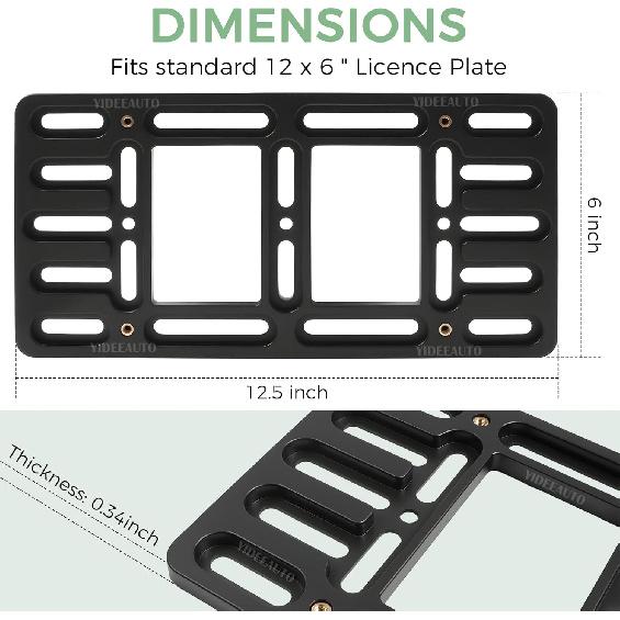Front License Plate Mount - No Drill Licence Plate Bracket Holder, Universal Bumper Car Tag Frame Mounting Kit for Most Cars, Trucks & SUVs