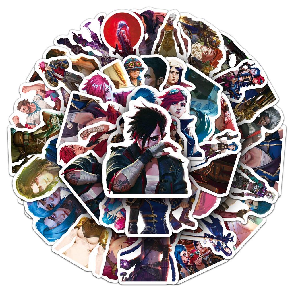 50 Battle of the Two Cities Cartoon Stickers: League of Legends Characters for Power Banks & Motorcycles