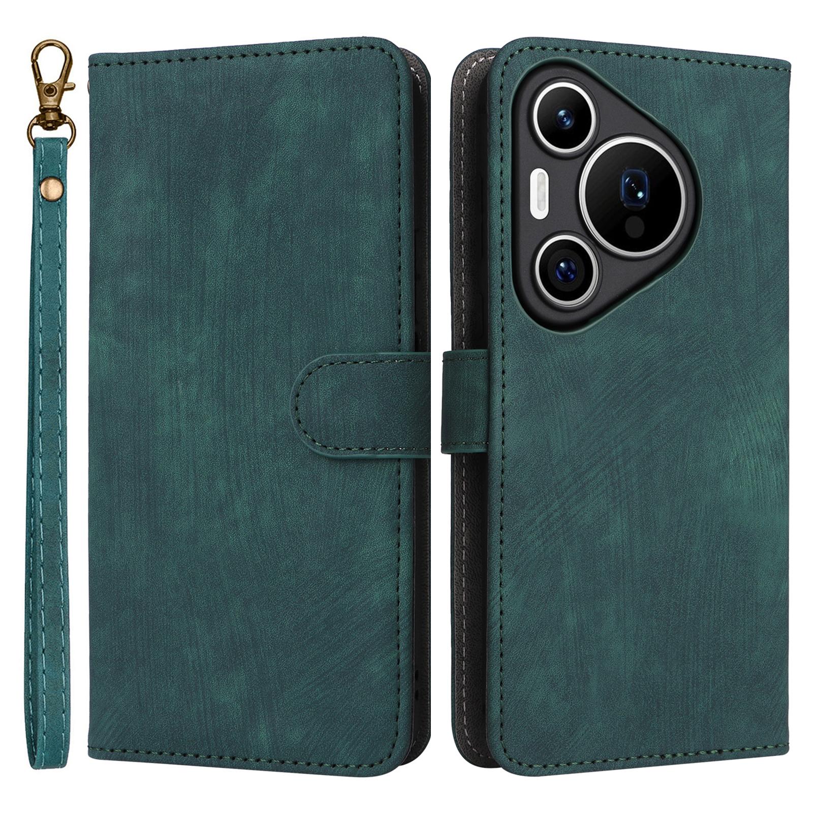 

Для Huawei Pura 70 чехол-кошелек с блокировкой RFID кожаный чехол для телефона с ремешком Green