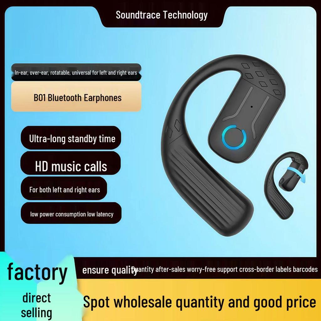 B01 Wireless Bluetooth Headset with Rotating Ear Hook, Long Battery Life, Low Latency 5.4, In-Ear Design for E-Sports