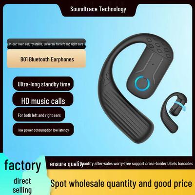 Fone de Ouvido Bluetooth Sem Fio B01 com Gancho de Orelha Rotativo, Longa Duração da Bateria, Baixa Latência 5.4, Design In-Ear para E-Sports