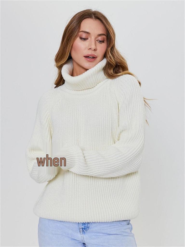 Autumn/Winter European & American High Neck Solid Color Loose Knit Sweater