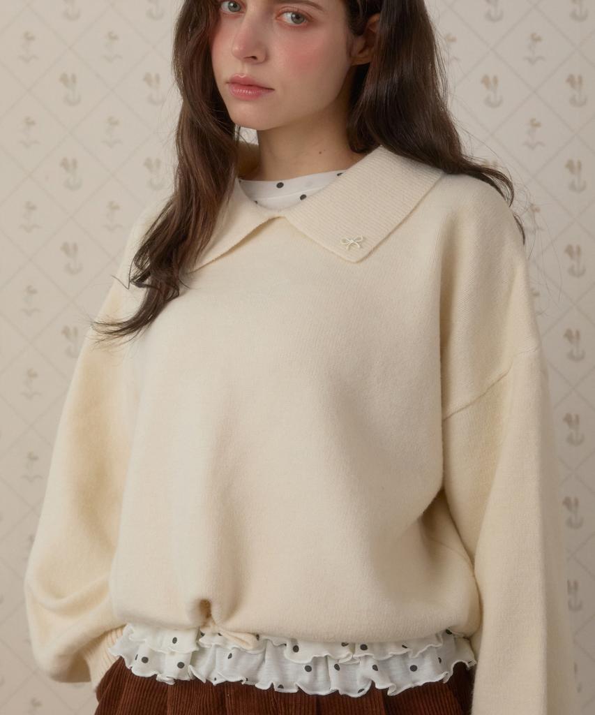 PINK PINEAPPLE Vanilla String Collar Knit_Ivory