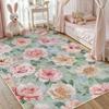 Pink Peony Flower Pattern Carpet Pink Soft Washable Floor Mat Bedroom Children's Room Nursery Garden Style Decorative Area Rug